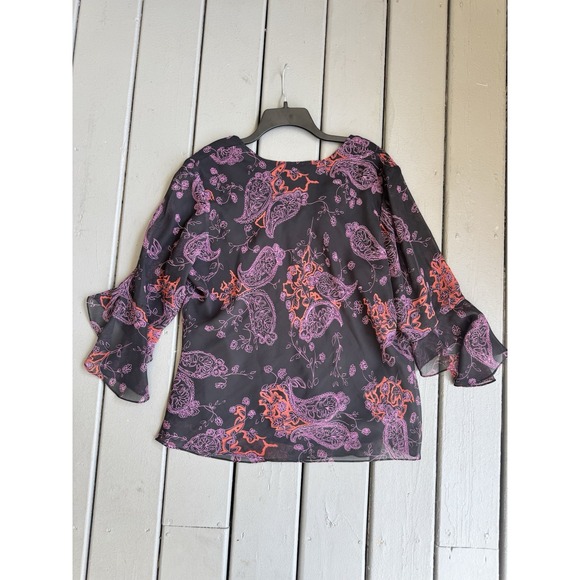Sweet Silk Black And Purple Flutter Sleeve Top Dark Fairy Whimsigoth L - Picture 6 of 16